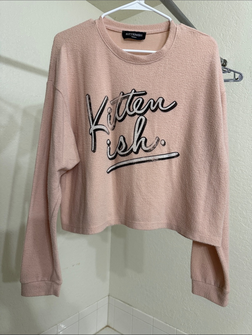Kittenish Blush Pink 'Kitten Fish' Crewneck Sweatshirt